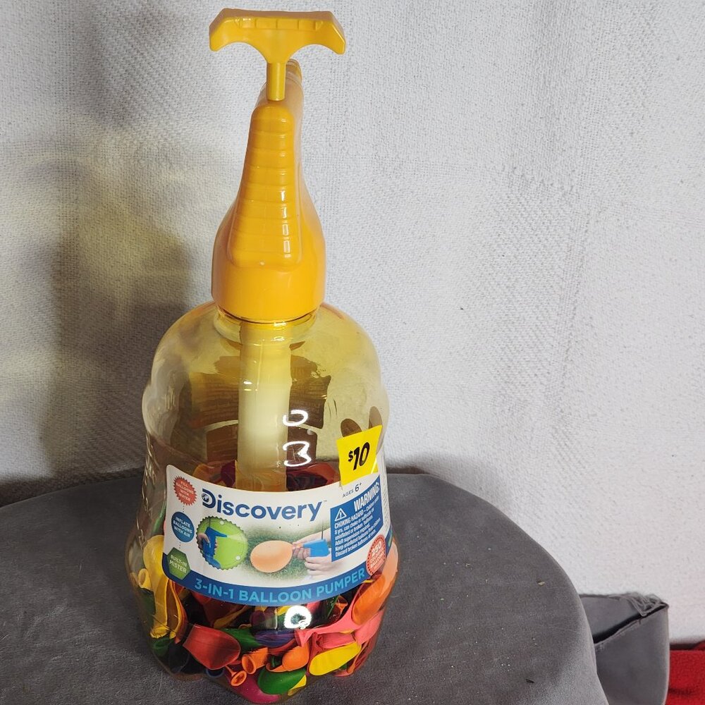 Discovery Yellow 3-in-1 Inflate Air Fill Water Mister Balloon Pumper 250 Balloon